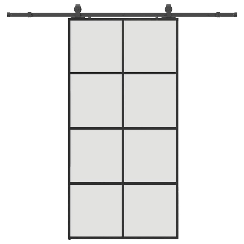 Schiebetür mit Beschlag Schwarz 102,5x205 cm ESG-Glas