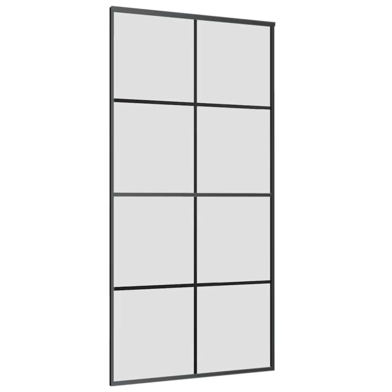 Schiebetür mit Beschlag Schwarz 102,5x205 cm ESG-Glas