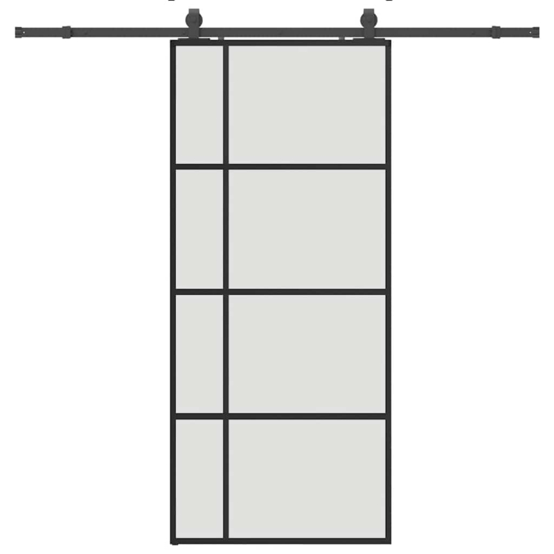 Schiebetür mit Beschlag Schwarz 90x205 cm ESG-Glas
