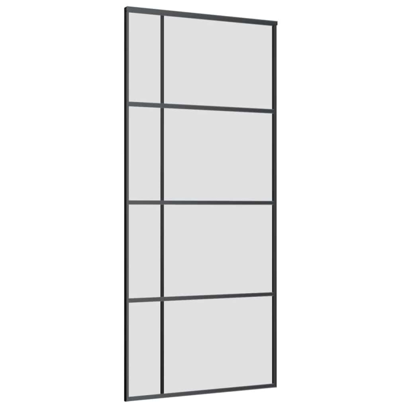 Schiebetür mit Beschlag Schwarz 90x205 cm ESG-Glas