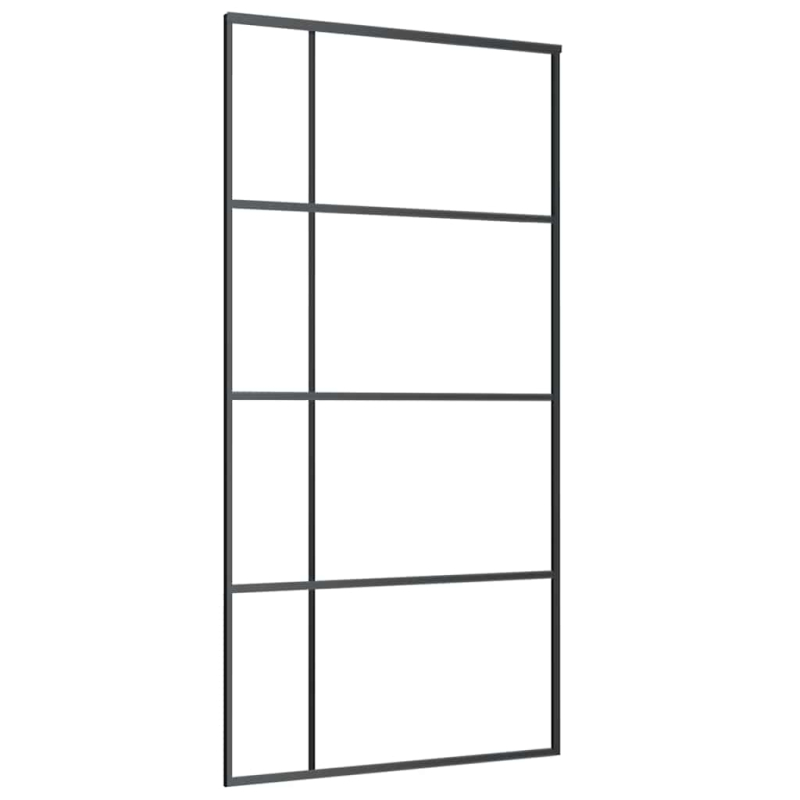 Schiebetür mit Beschlag Schwarz 102,5x205 cm ESG-Glas
