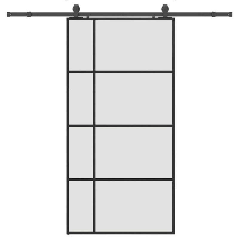 Schiebetür mit Beschlag Schwarz 102,5x205 cm ESG-Glas
