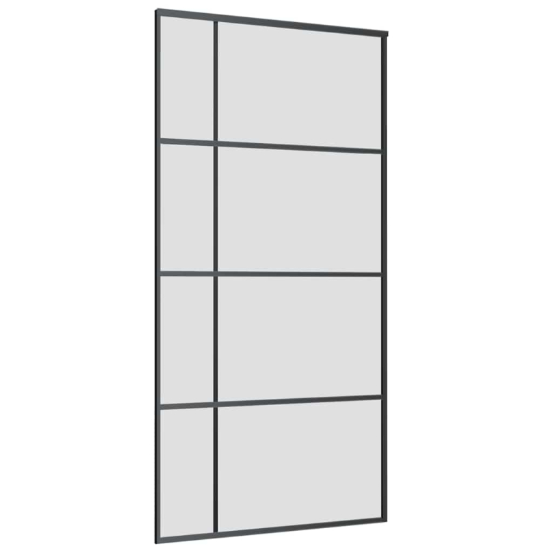 Schiebetür mit Beschlag Schwarz 102,5x205 cm ESG-Glas