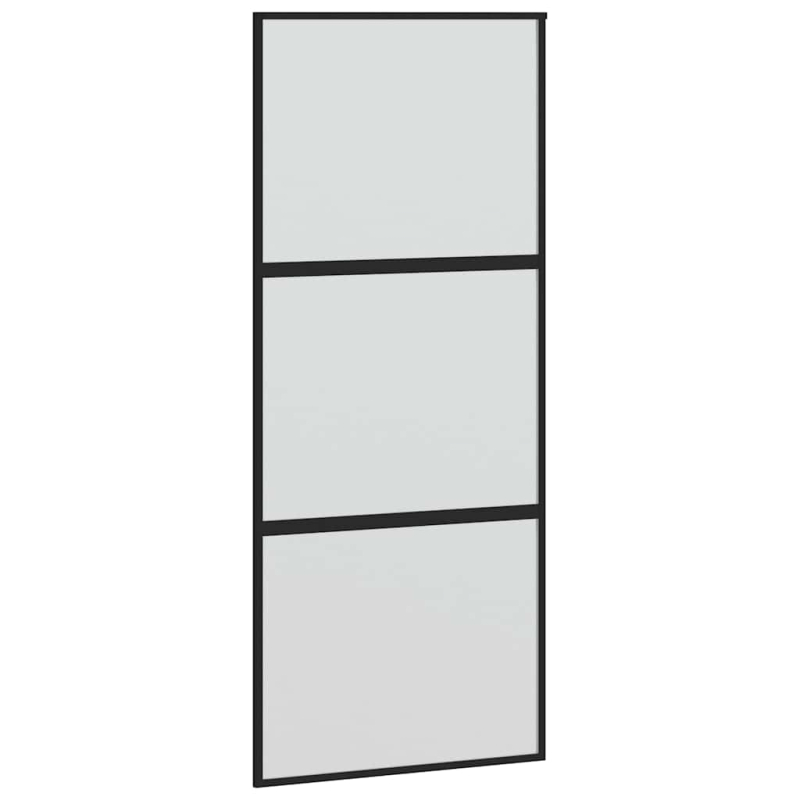 Schiebetür mit Beschlag Schwarz 90x205 cm Hartglas