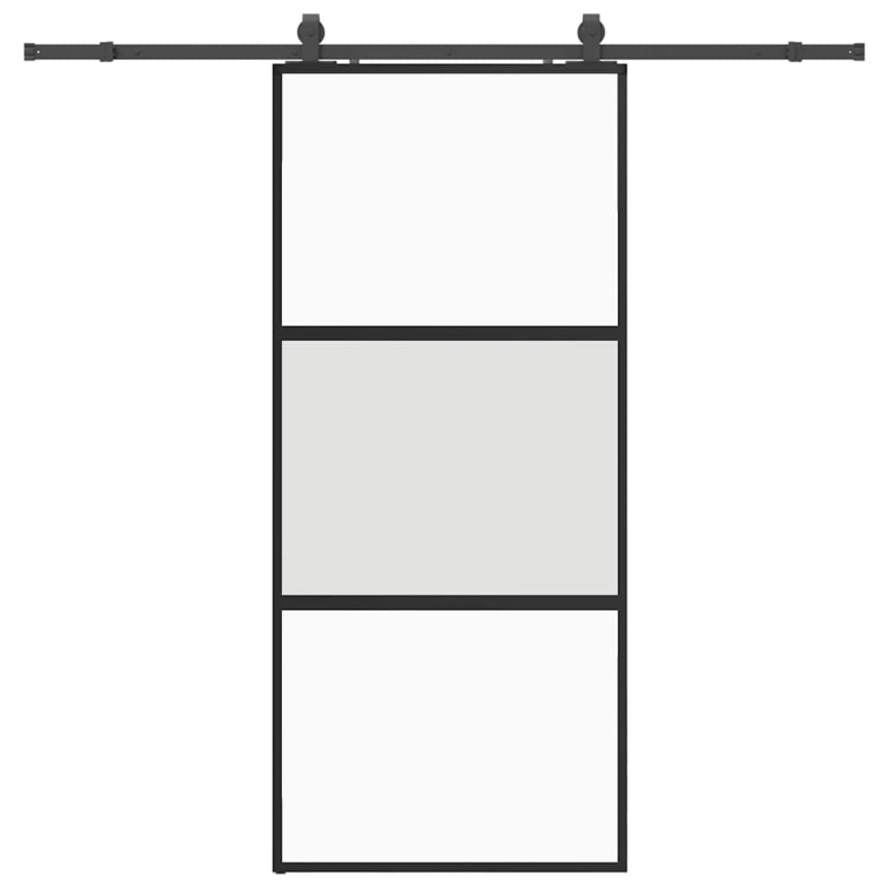 Schiebetür mit Beschlag Schwarz 90x205 cm Hartglas