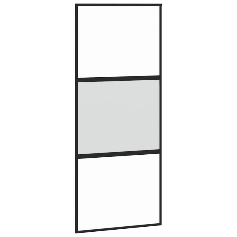 Schiebetür mit Beschlag Schwarz 90x205 cm Hartglas