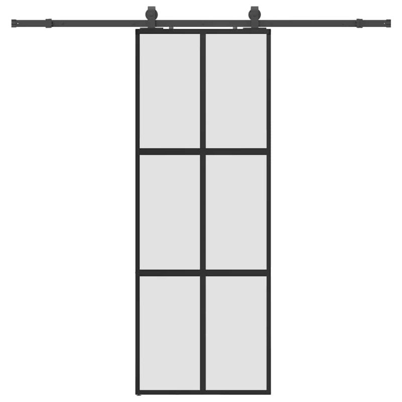 Schiebetür mit Beschlag Schwarz 76x205 cm Hartglas