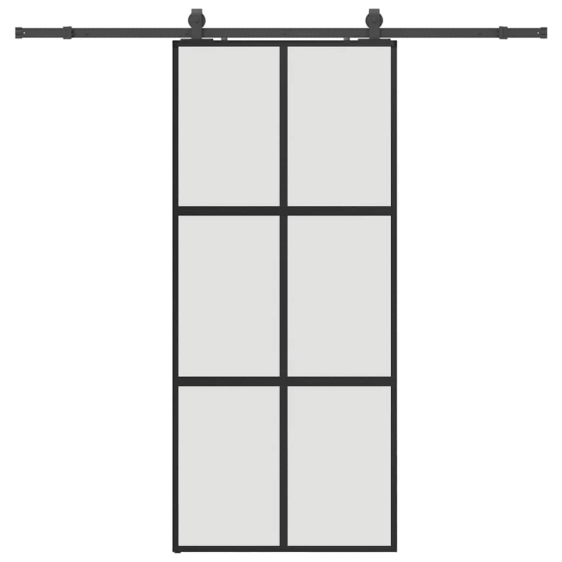 Schiebetür mit Beschlag Schwarz 90x205 cm Hartglas