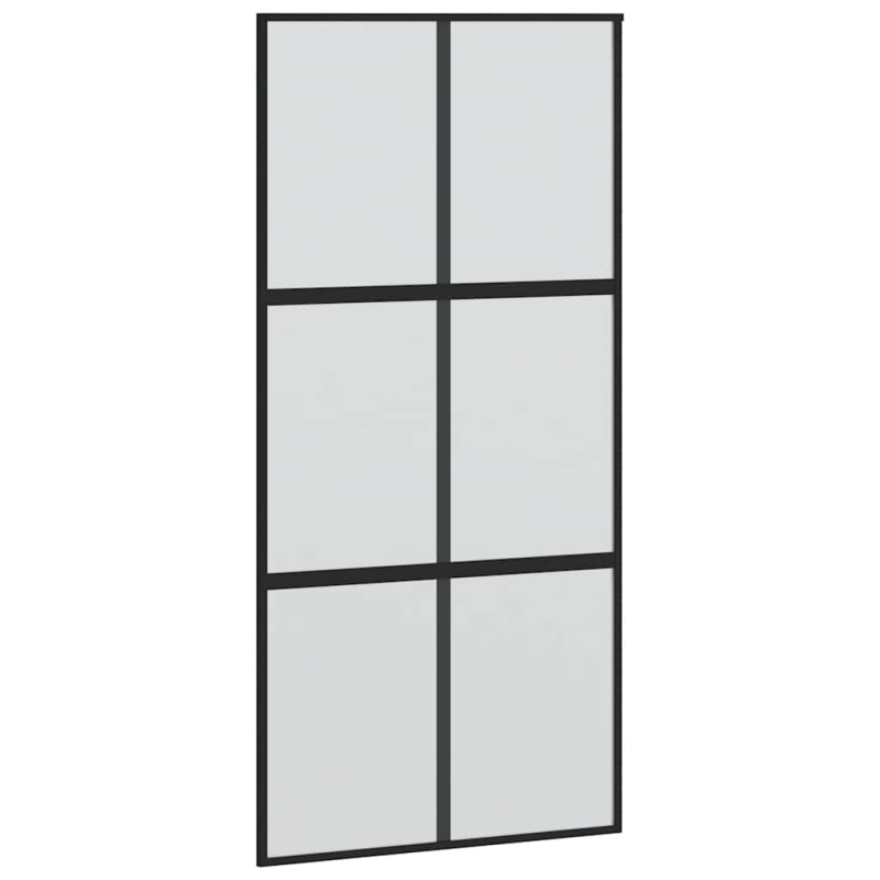 Schiebetür mit Beschlag Schwarz 102,5x205 cm Hartglas