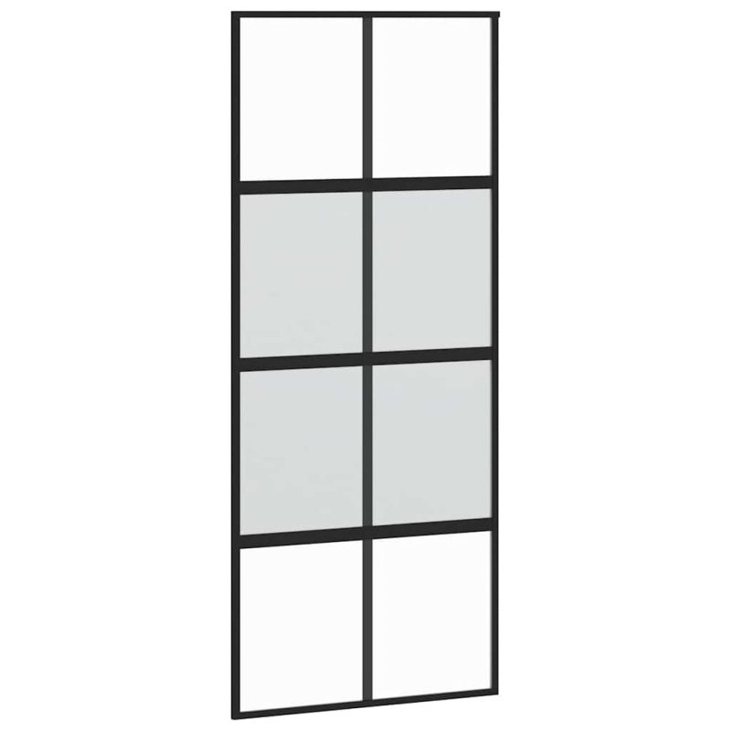 Schiebetür mit Beschlag Schwarz 90x205 cm Hartglas