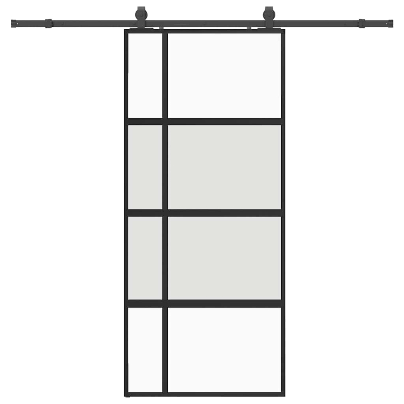 Schiebetür mit Beschlag Schwarz 90x205 cm Hartglas