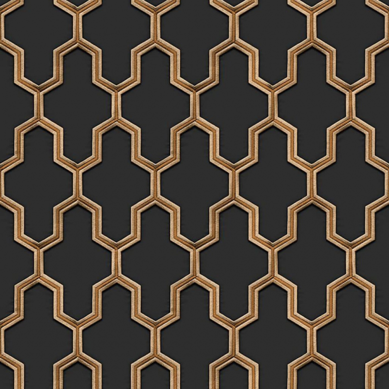 DUTCH WALLCOVERINGS Tapete Geometric Schwarz und Golden