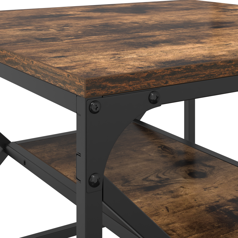 Couchtisch mit Regal in Rauch-Eiche 51x50x40 cm aus Faserholz