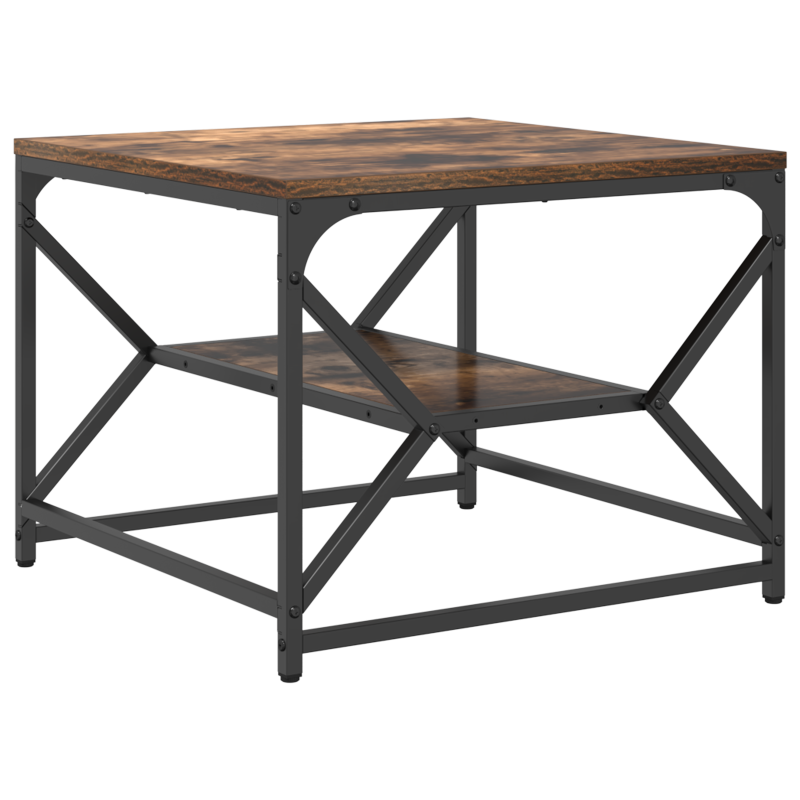 Couchtisch mit Regal in Rauch-Eiche 51x50x40 cm aus Faserholz