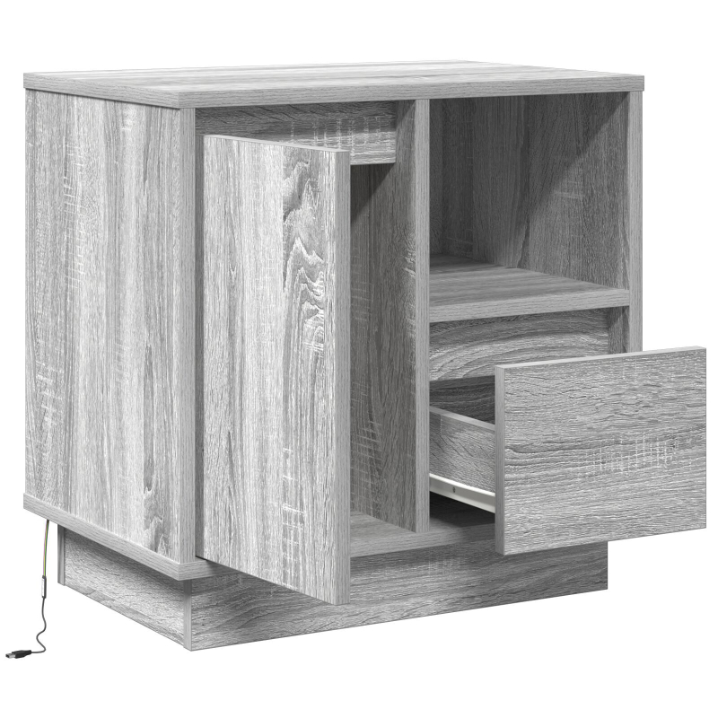 Nachttische mit LED 2 Stück Grau Sonoma 50x34,5x50 cm