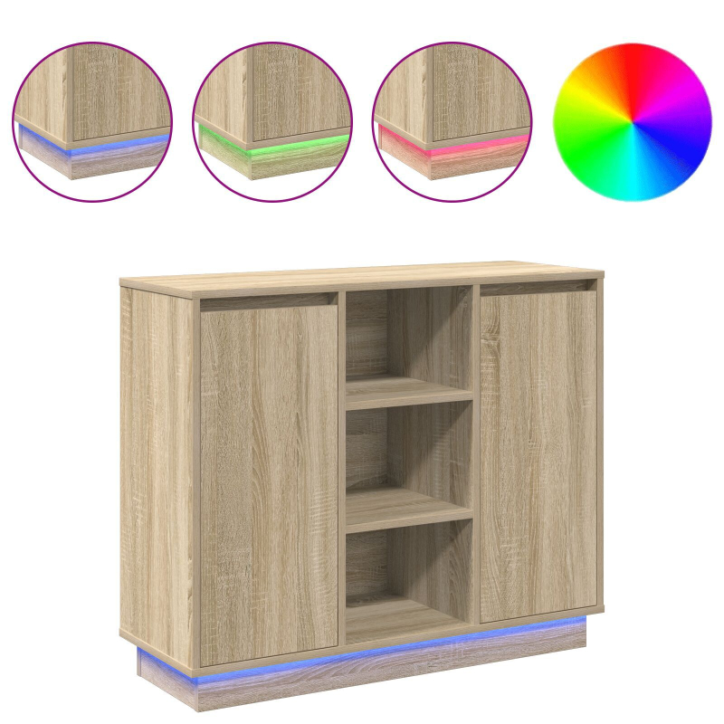 Sideboard mit LED Sonoma Eiche 90x32x75 cm aus Holzwerkstoff
