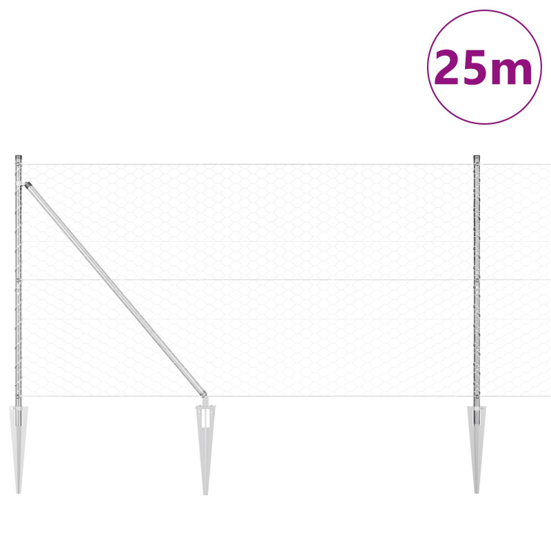 Zaun Set Set von 2 Verzinkter Stahl 25 x 1,2 m Langlebig