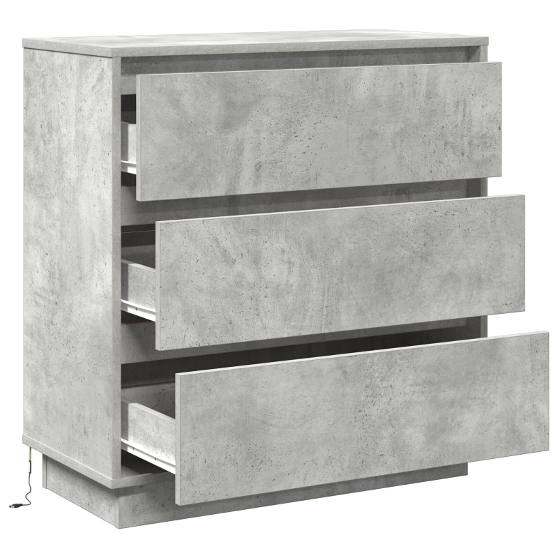 Nachttisch mit LED Beton Grau 71x34,5x75 cm Holzwerkstoff