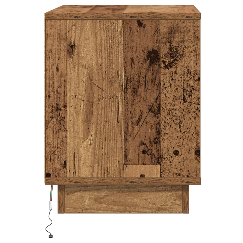 Nachttische mit LED-Lichtern 2 Stück Altholz 44x34,5x45 cm