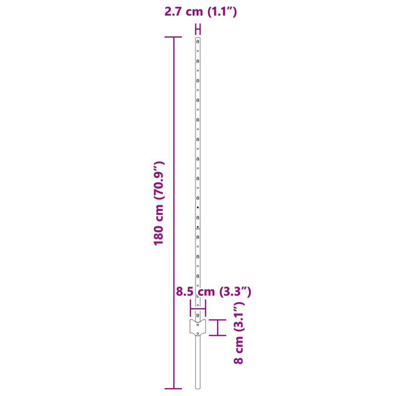 Zaunpfosten 44 Stück U-Kanal Silber 180 cm Stahl