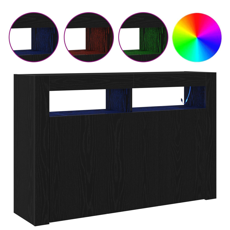 Sideboard Schwarz Eiche Technisches Holz 116 x 30 x 75 cm