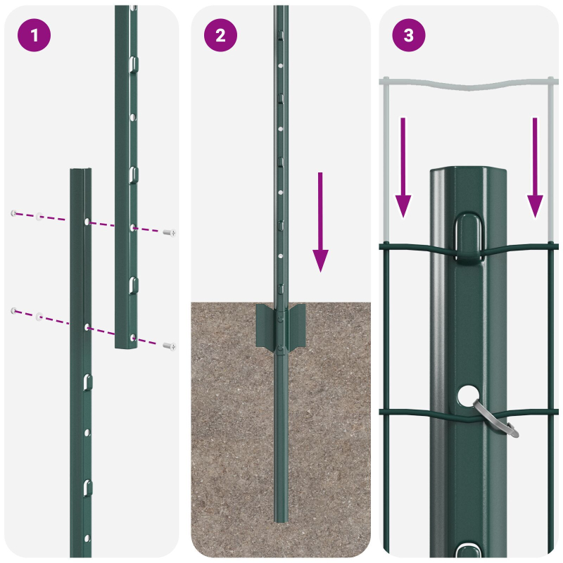 Gartenzaunset Set von 2 Grün PVC-beschichtetes Metall
