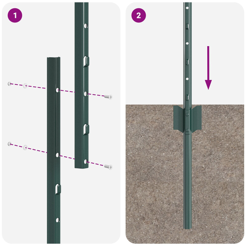 Zaunpfosten 11 Stk U-Kanal Grün 120 cm Stahl