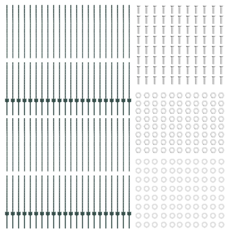 Zaunpfosten 44 pcs U-Kanal Grün 200 cm Stahl