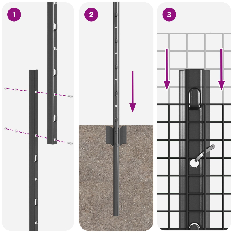 Hühnerdrahtzaun-Set Set aus 2 Grau Metall 10 x 1 m Langlebig