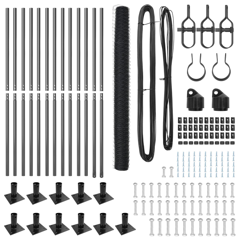 Zaunset Set von 2 Grau Stahl 25 x 1.5 m Langlebig