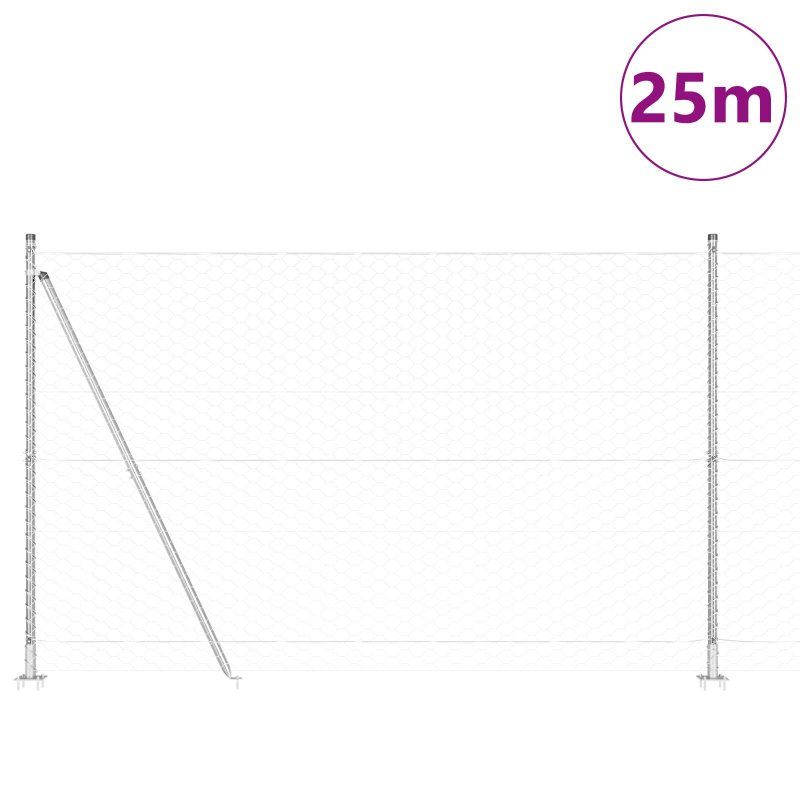 Zaunset Set von 2 Feuerverzinkter Stahl 25 x 1,5 m Langlebig