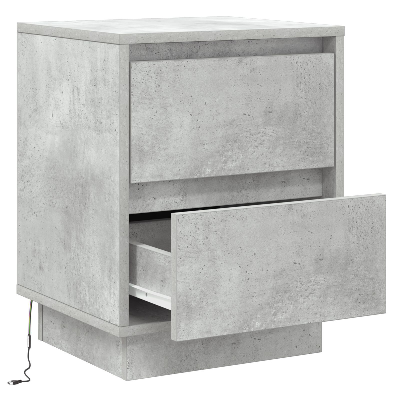 Nachttische mit LED-Lichtern 2 Stück Beton Grau 39x34.5x50 cm