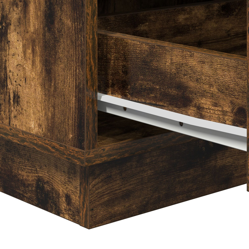Nachttisch mit LED Geräuchert Eiche 39x34.5x65 cm Werkstoff Holz