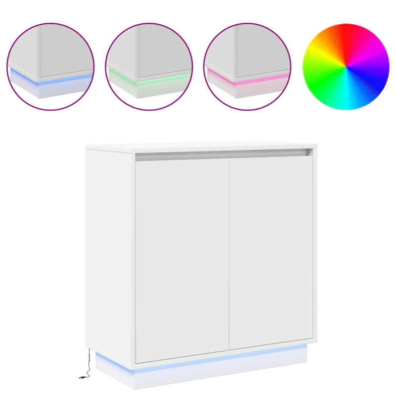 LED Sideboard in Weiß - 71x34.5x75 cm, Hergestellt aus Holzwerkstoff