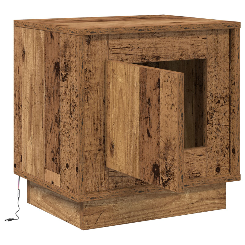 Nachttische mit LED-Lichtern 2 Stück Altholz 44x34,5x45 cm