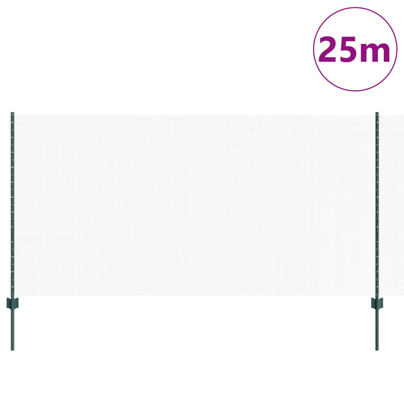 Set aus sechseckigem Gartenzaun Set aus 2 Grün Metall 25 x 1,2 m