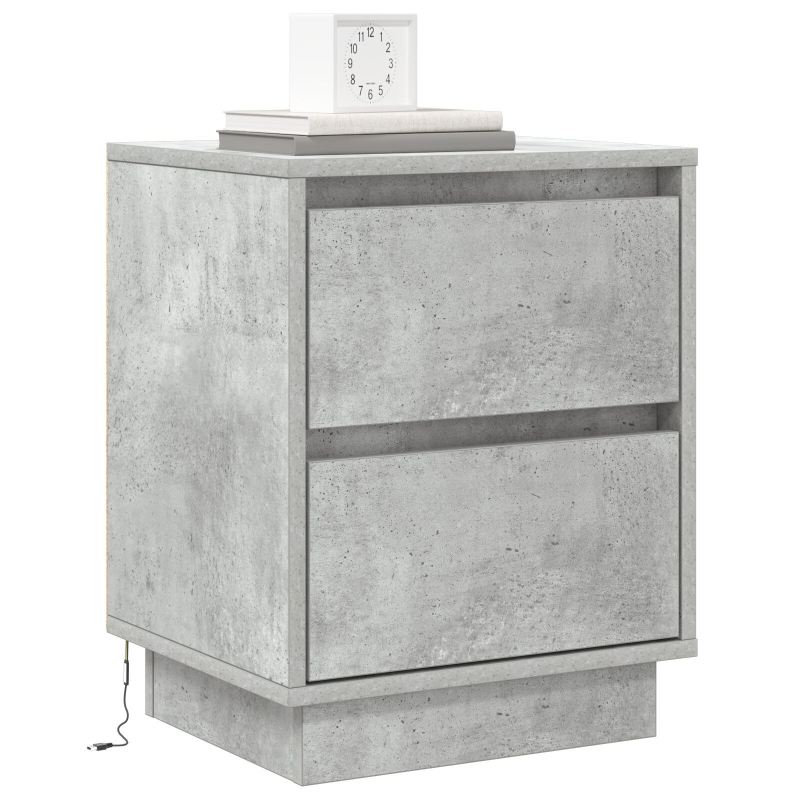 Nachttische mit LED-Lichtern 2 Stück Beton Grau 39x34.5x50 cm