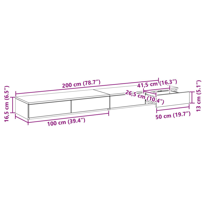 Bett-Schubladen Schwarz 200x36,5x16,5 cm Spanplatte