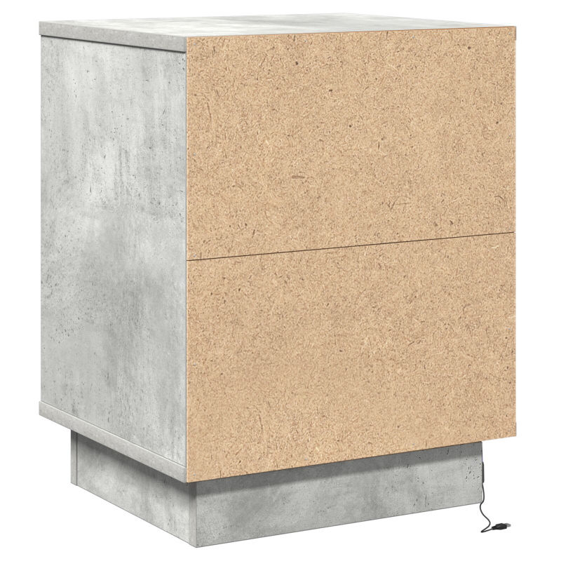 Nachttische mit LED-Lichtern 2 Stück Beton Grau 39x34.5x50 cm