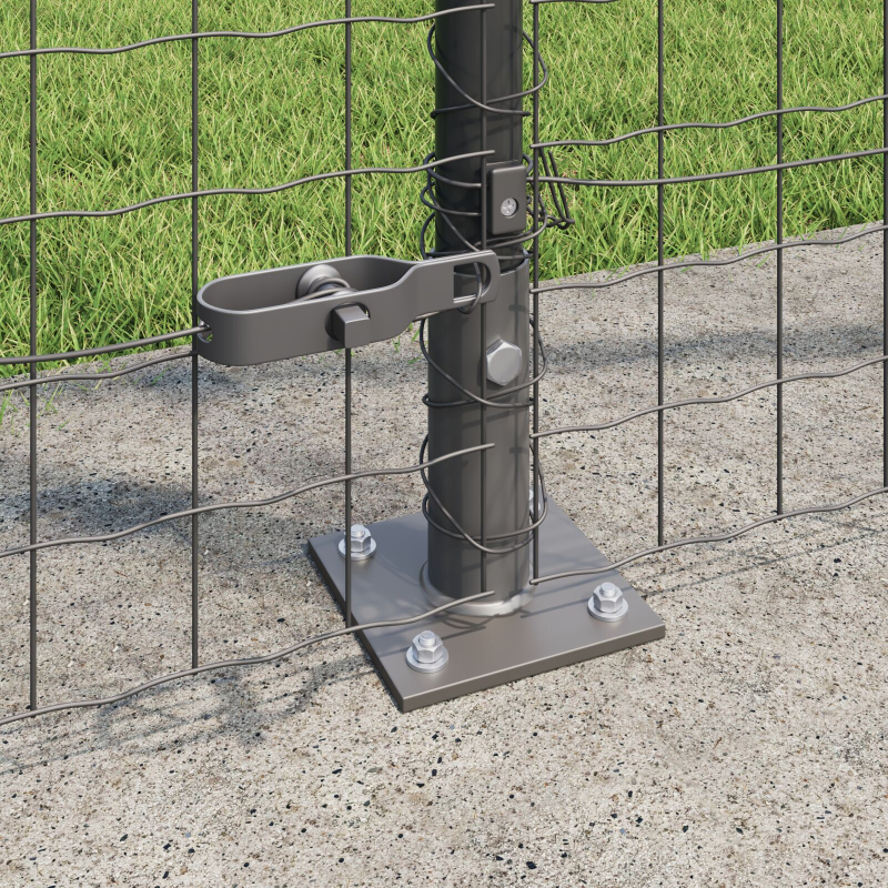 Zaunpfosten mit Fußplatten 7 Stück Ø32mm 88,5cm verzinkter Stahl