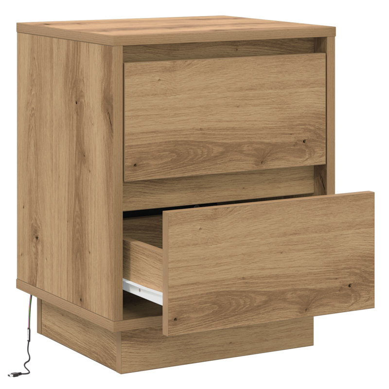Nachttisch mit LED-Leuchten Artisan Eiche 39x34,5x50 cm