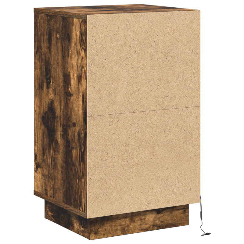 Nachttisch mit LED Geräuchert Eiche 39x34.5x65 cm Werkstoff Holz