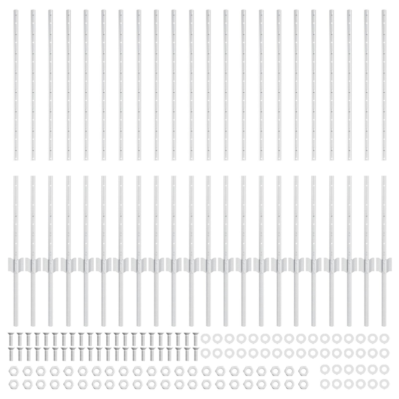 Zaunpfosten 44 Stück U-Kanal Silber 140 cm Stahl