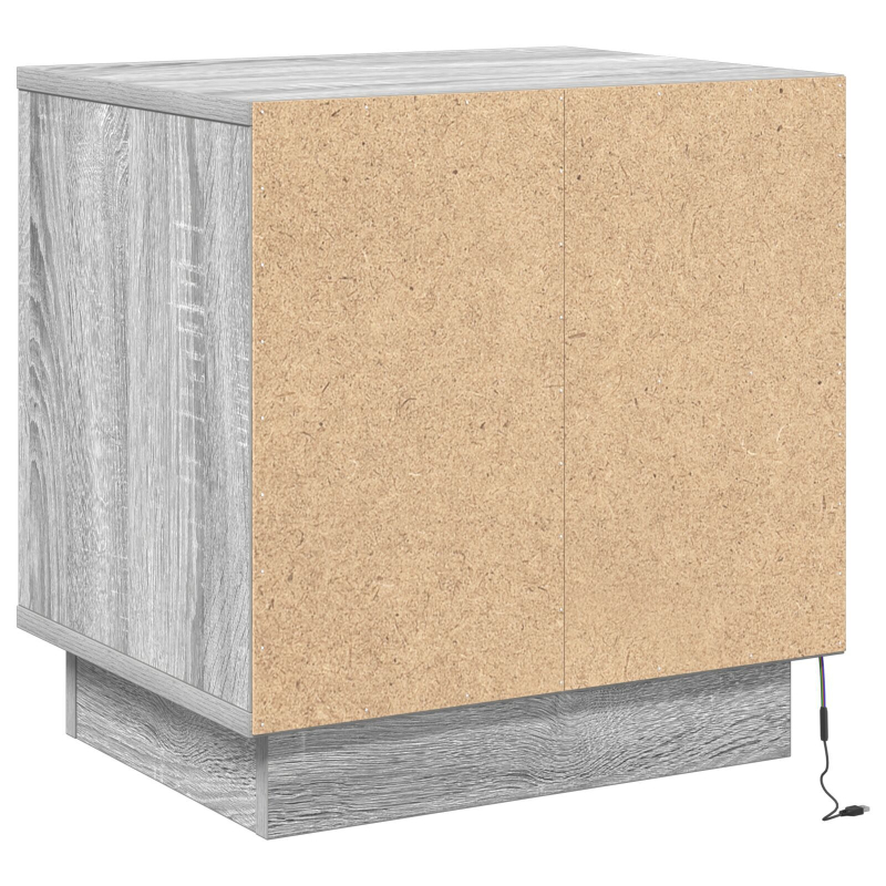 Nachttische mit LED-Lichtern 2 Stück Grau Sonoma 44x34,5x45 cm