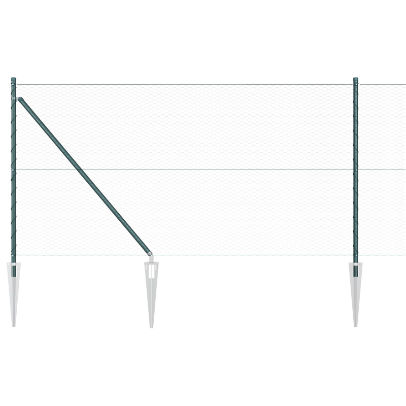 Zaun Set 2-teilig Dunkelgrün Metall 25 Meter x 1 Meter Masche