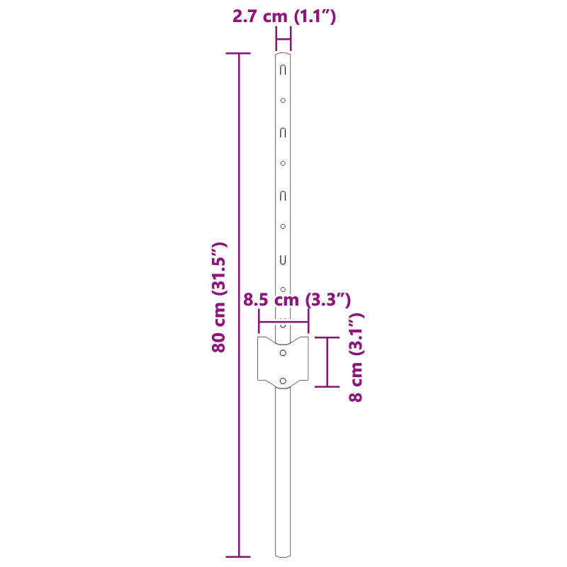 Zaunpfosten 44 Stk U-Kanäle Silber 80 cm Stahl