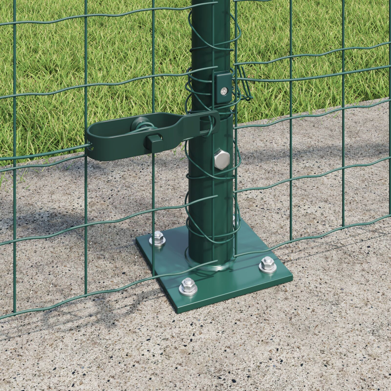 Zaunpfosten mit Bodenplatten 52 Stück Ø32mm 83,5cm verzinkter Stahl