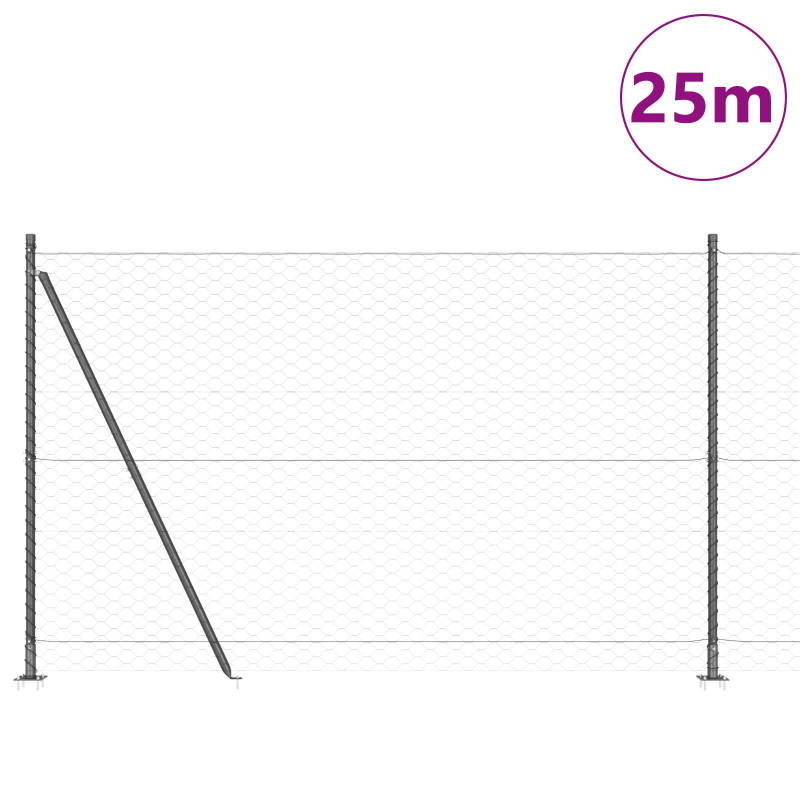 Zaunset Set aus 2 Grau Stahl 25 x 1,5 m Langlebig Zaunset