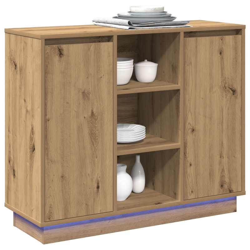 Sideboard mit LED Artisan Eiche 90x32x75 cm Holzwerkstoff