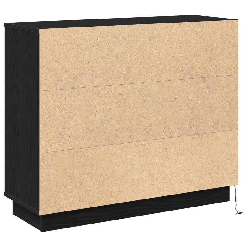 Sideboard mit LED in Schwarz und Eiche, 90x32x75 cm, aus Holzwerkstoff